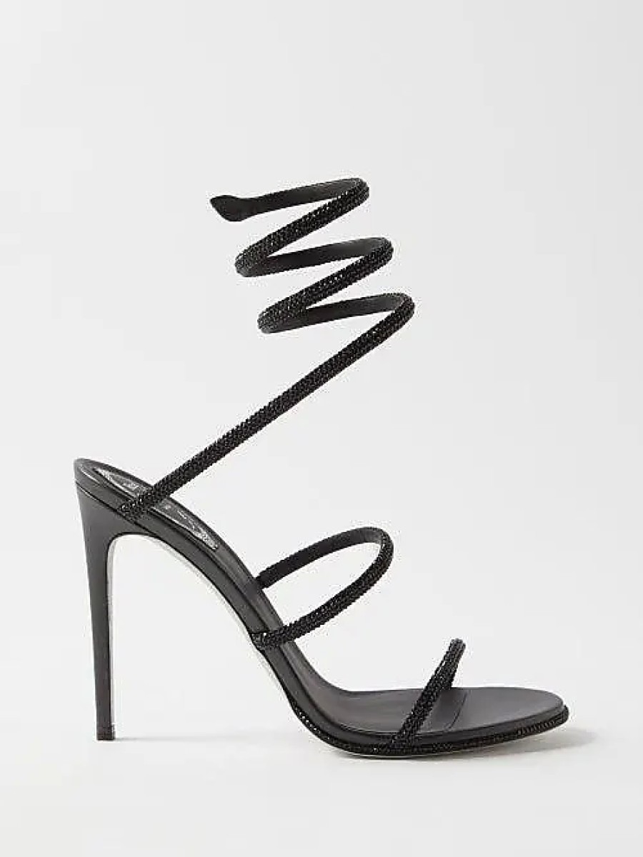 Donne Balenciaga Scarpe Estive | Sandali Cleo 105 In Raso Impreziositi Da Cristalli - Donna - Neri