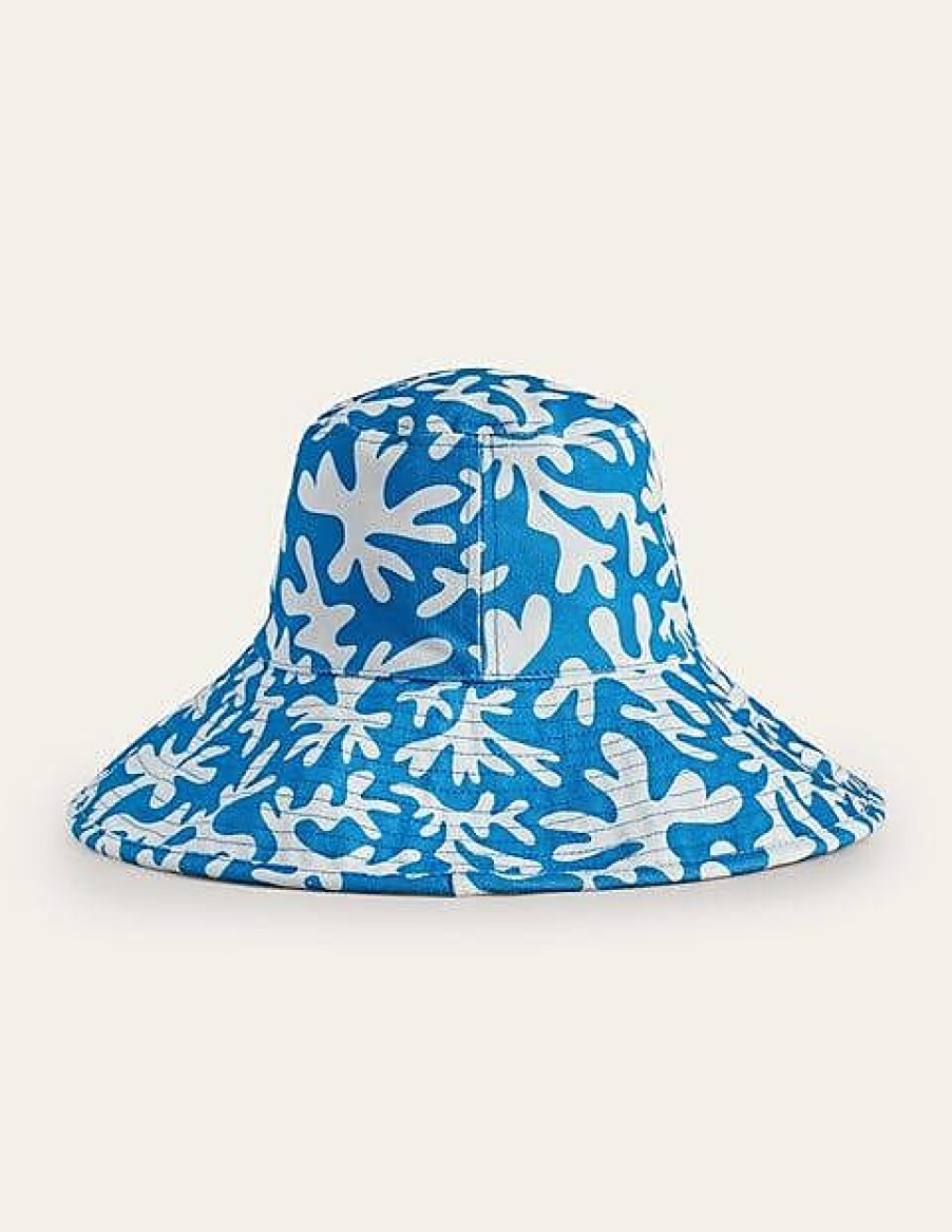 Donne Alanui Cappelli | Cappello Da Pescatore In Tela Stampata Blu Corallo Donna Boden