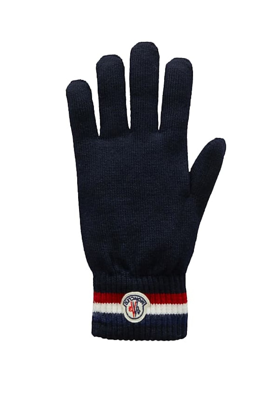 Uomini Moncler Guanti | Guanti In Lana Tricolore Blu Taglia M