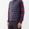 Uomini Moncler Gilet | Gilet Trapuntato In Fibra Riciclata Con Logo Ricamato - Uomo - Blu Marino