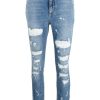 Donne Roxy Infradito | Jeans Dal Taglio Skinny Con Finitura Invecchiata - Donna - Cotone - 40 - Blu