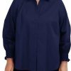 Donne Persone libere Camicie | Camicia Abbottonata In Misto Cotone Con Polsini Smock Olivia In Blu Scuro Su Nordstrom, Taglia 1X