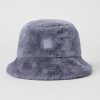 Donne Moncler Cappelli | Cappello A Secchiello In Pelliccia Sintetica Grigio Nebbia, Taglia: Media/Grande