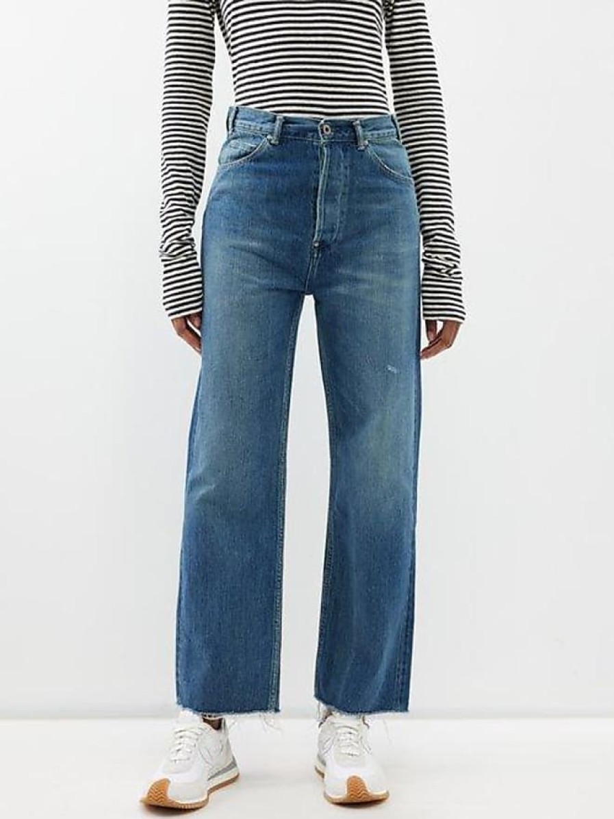 Donne Paige Jeans | Jeans Con Cimosa A Gamba Dritta - Donna - Blu Medio