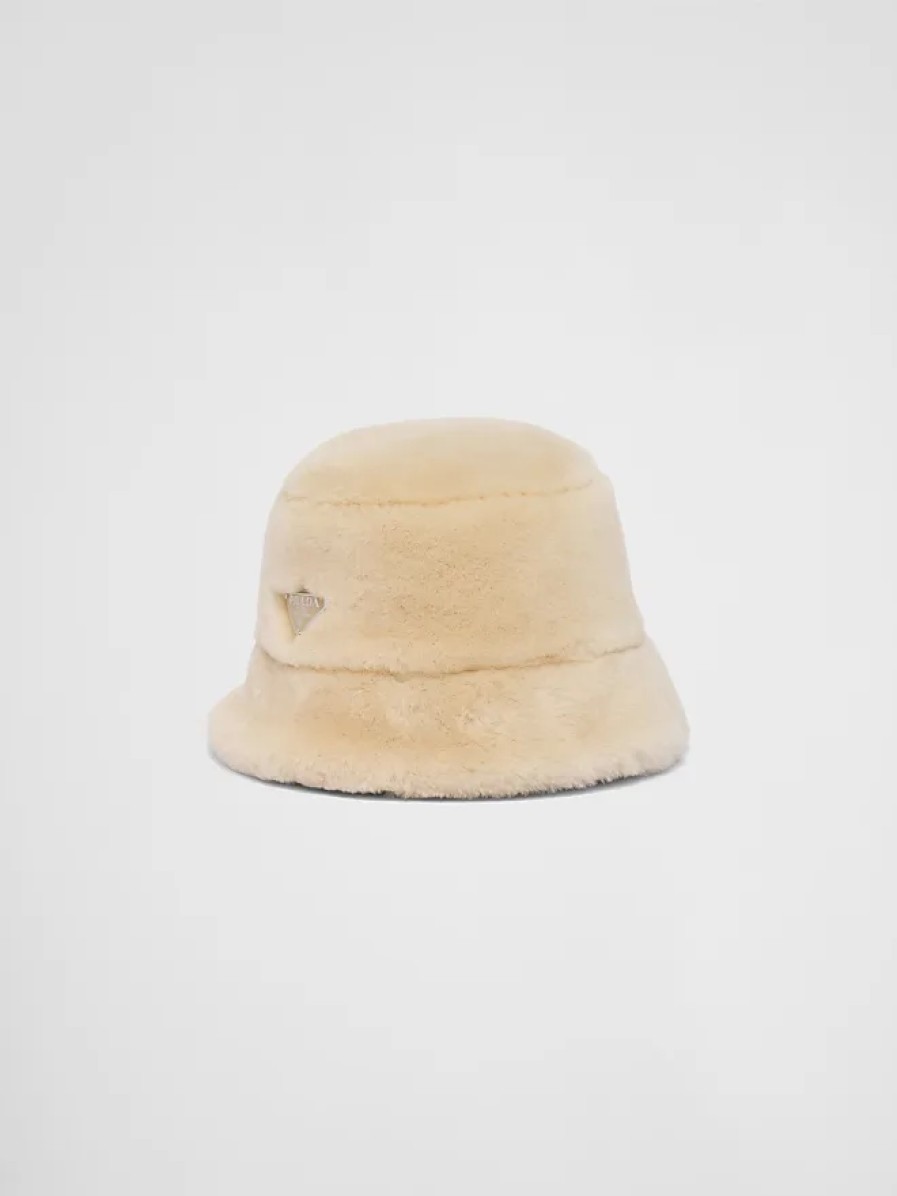 Donne Moncler Cappelli | Cappello Da Pescatore In Shearling