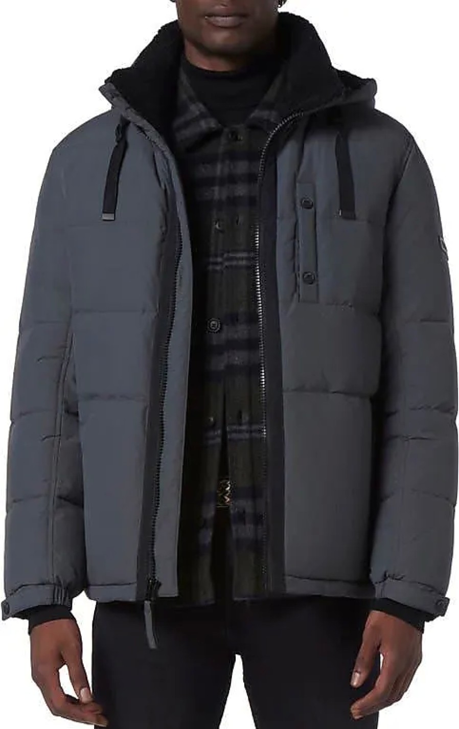 Uomini Moncler Cappotti | Piumino Resistente All'Acqua Con Collo In Pelliccia Sintetica Hubble In Carbone A Nordstrom, Taglia Xx-Large