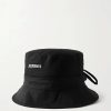 Donne Moncler Cappelli | Cappello Da Pescatore In Tela Di Cotone Decorato Le Bob - Nero - 56,58,60