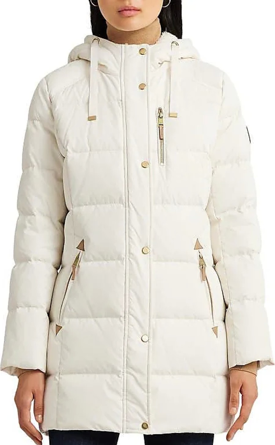 Donne Moncler Giacche | Piumino Con Cappuccio In Piumino E Piume Color Crema A Nordstrom, Taglia X-Small