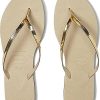 Donne becco Infradito | Sandali Da Donna You Metallic Flip Flop (Sabbia Dorata Metallizzata).