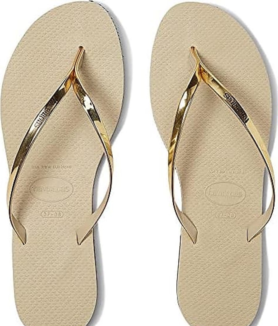 Donne becco Infradito | Sandali Da Donna You Metallic Flip Flop (Sabbia Dorata Metallizzata).