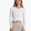 Donne Alo Yoga Magliette | T-Shirt Twist A Manica Lunga | Bianco | Xs, Taglia Extra Piccola