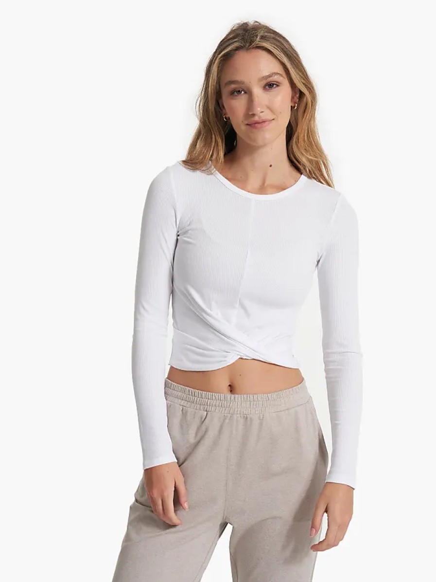 Donne Alo Yoga Magliette | T-Shirt Twist A Manica Lunga | Bianco | Xs, Taglia Extra Piccola