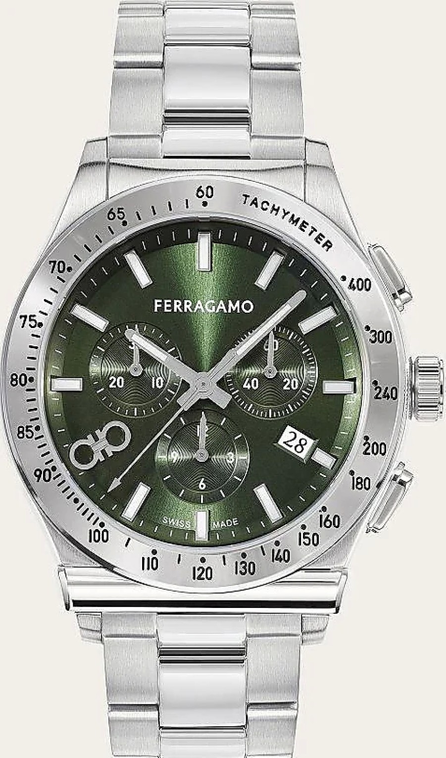 Donne Plein Sport Orologi | Orologio Uomo Ferragamo 1927 Crono Acciaio/Verde