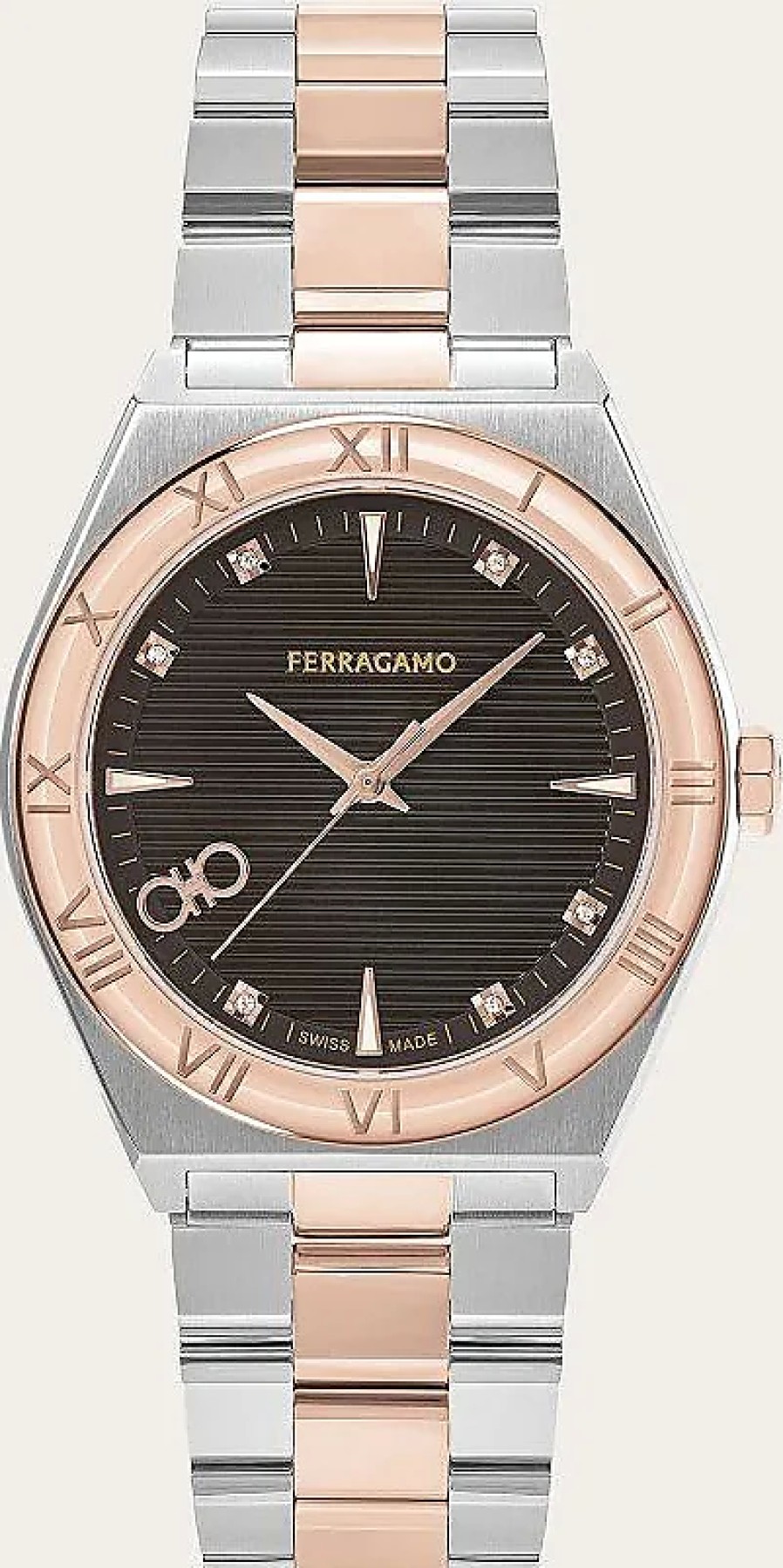 Donne Ferragamo Orologi | Orologio Uomo Vega Upper East Acciaio/Ip Oro Rosa/Nero