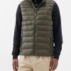 Uomini Moncler Gilet | Gilet Trapuntato Ripiegabile Con Logo Ricamato - Uomo - Oliva