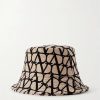 Donne Moncler Cappelli | Cappello Da Pescatore In Tela Jacquard Valentino Garavani - Nero - S,M,L