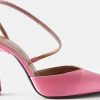 Donne Cristiano Louboutin Scarpe Di Pelle | Daccori - Decollete Saturn 90 In Raso Impreziositi Da Cristalli - Donna - Rosa Chiaro