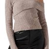 Donne Reiss Maglioni | Maglione A Coste Monospalla Ripiegato Asimmetrico In Tortora A Nordstrom, Taglia X-Small