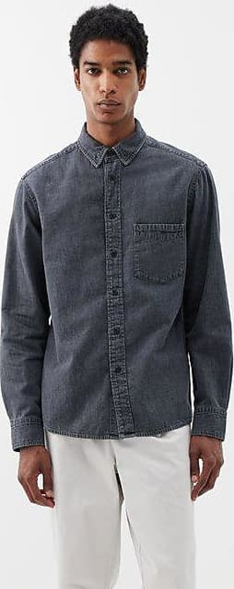 Donne Brixton Camicie | Camicia Lako In Cotone-Chambray A Maniche Lunghe - Uomo - Grigia