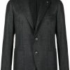 Donne Burberry Abiti | Blazer Monopetto Con Placca Logo - Uomo - Cupro/Cashmere/Lana Vergine - 50 - Grigio