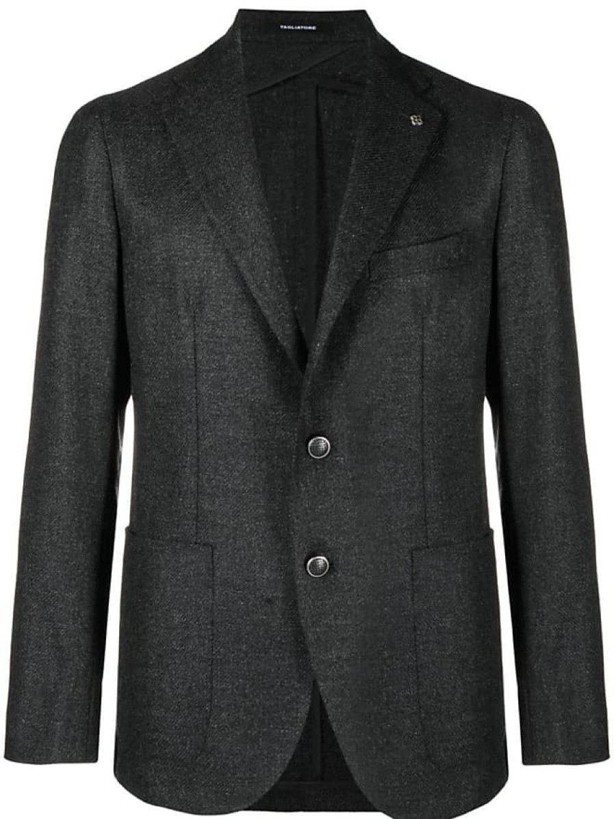 Donne Burberry Abiti | Blazer Monopetto Con Placca Logo - Uomo - Cupro/Cashmere/Lana Vergine - 50 - Grigio