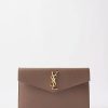 Donne Prada Borse | Pochette Uptown Ysl-Plaque In Pelle Martellata - Donna - Beige