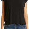 Donne Abbigliamento Vuori Magliette | T-Shirt Girocollo In Jersey Elasticizzato Squadrato Nera Su Nordstrom, Taglia X-Small