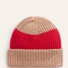 Donne Syhood Cappelli Invernali | Cappello Beanie Color Block Rosso Brillante/Cammello Donna Boden