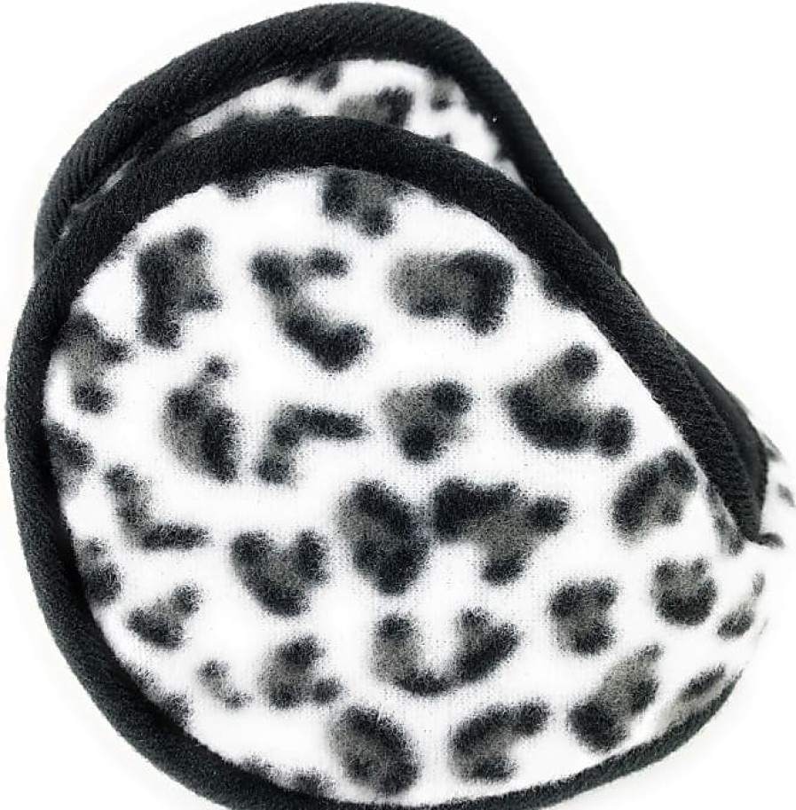 Donne Monica Cuffie Antirumore | Scaldaorecchie In Pile Con Stampa Ghepardo Leopardo Bianco Nero Grigio Dietro I Capelli