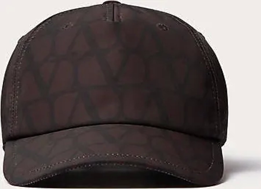 Uomini Ferragamo Tappi | Cappello Da Baseball Toile Iconographe In Nylon Uomo Ebano 57