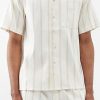 Donne Madewell Camicie | Camicia A Maniche Corte In Misto Lino A Righe - Uomo - Bianco Multi