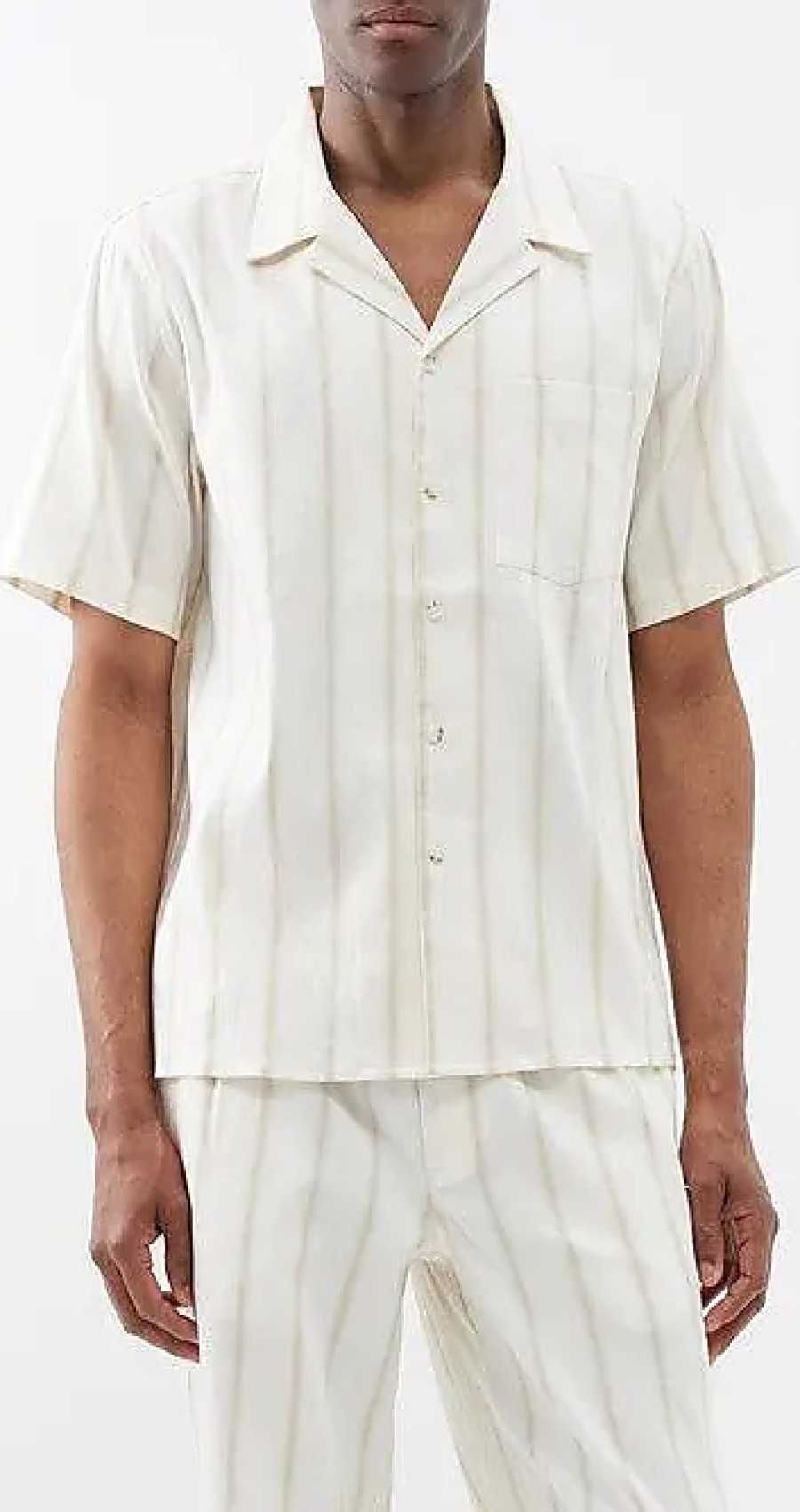 Donne Madewell Camicie | Camicia A Maniche Corte In Misto Lino A Righe - Uomo - Bianco Multi