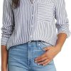 Donne Luca Faloni Camicie | Camicia A Righe Eden In Blu Maestoso A Nordstrom, Taglia X-Small