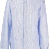 Donne Luca Faloni Camicie | Camicia In Lino/Lino A Righe - Uomo - Lino/Lino - 39 - Blu