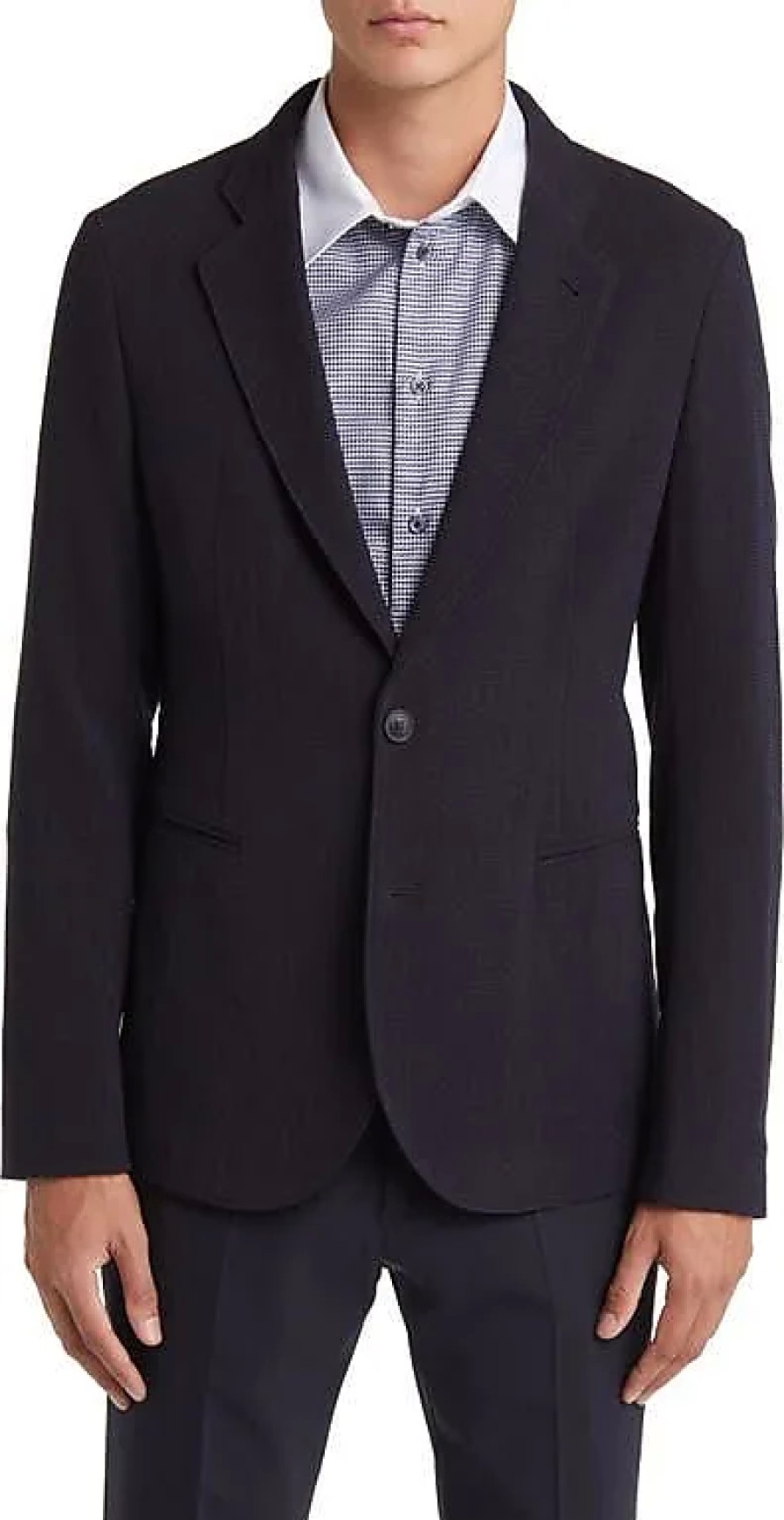 Uomini Alexander McQueen Abiti | Cappotto Sportivo In Lana Vergine Testurizzata In Nero / Blu Scuro A Nordstrom, Taglia 38 Us