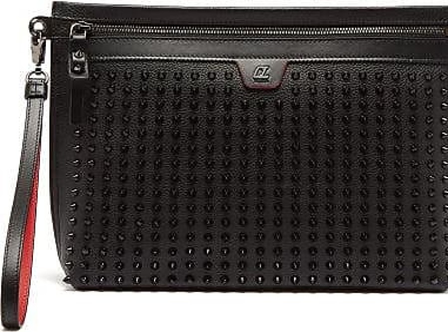 Uomini Valentino Garavani Borse | Custodia Citypouch In Pelle Con Decorazioni Spike - Uomo - Nera