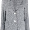 Donne Dunhill Abiti | Blazer Monopetto Con Revers Dentellato - Donna - Poliestere/Cotone - 42 - Blu