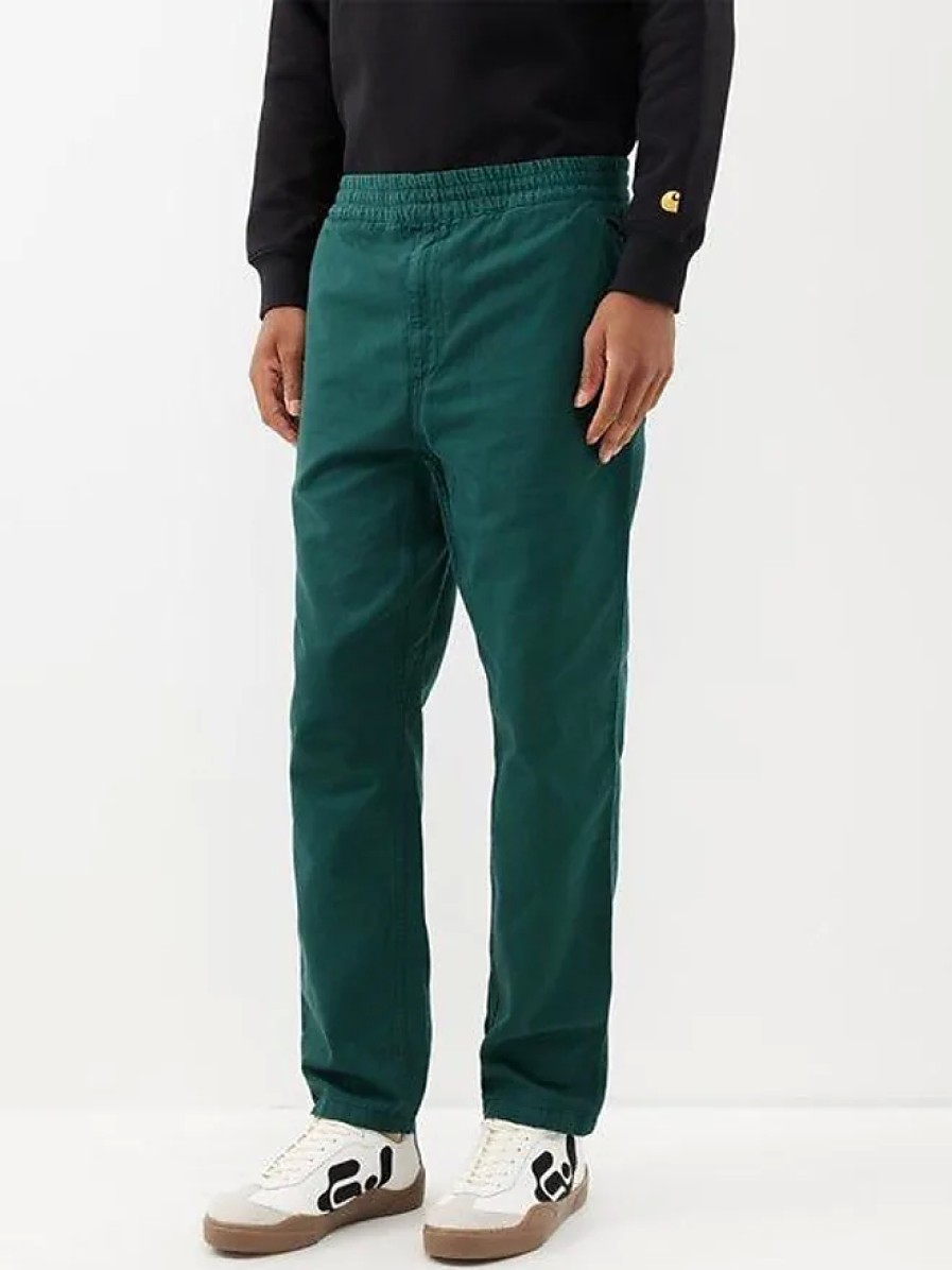 Uomini Berna Pantaloni | Carhartt Wip - Pantaloni Cargo Flint In Tela Di Cotone Organico - Uomo - Verde