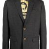 Uomini Alexander McQueen Abiti | Blazer Monopetto In Lana Vergine Medusa - Uomo - Lana Vergine/Seta/Cupro - 46 - Nero