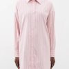 Donne Angeli delle palme Camicie | Camicia Oversize In Popeline Di Cotone A Righe - Donna - Rosa Chiaro