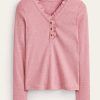 Donne Bluebella Abbigliamento Da Salotto | Top Pigiama In Jersey A Maniche Lunghe Rosa Chiaro Marl Donna Boden