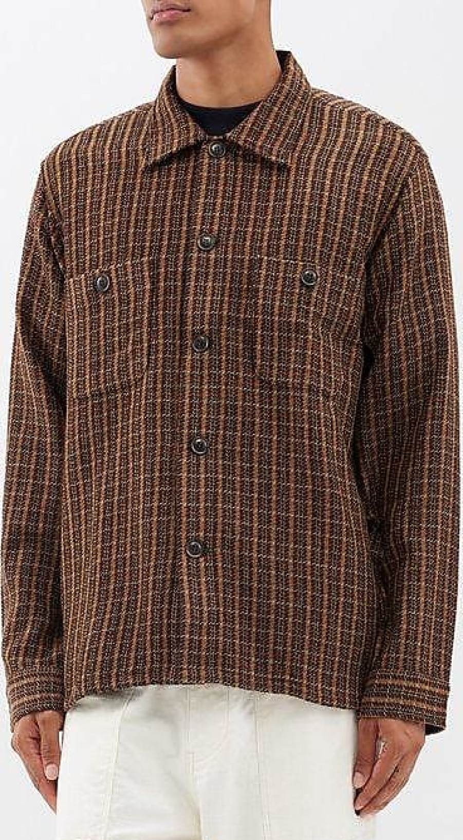 Uomini Paul Smith Camicie | Camicia In Tweed Con Tasche Con Patta Smokey Mall - Uomo - Marrone Multi