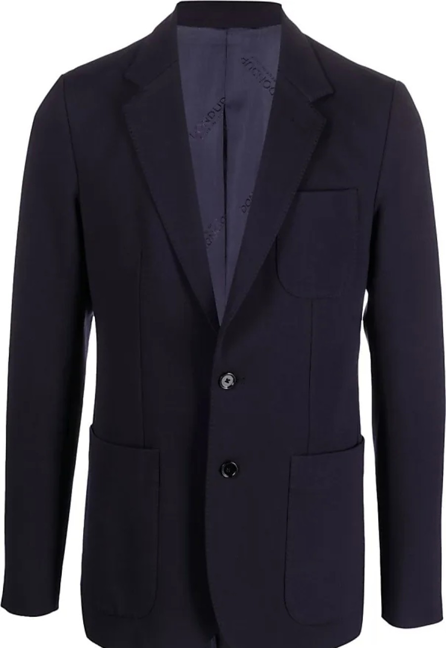 Donne Dunhill Abiti | Blazer Monopetto Con Scollo A V - Uomo - Spandex/Elastan/Poliammide/Viscosa/Viscosa/Poliestere/Spandex/Elastan - 48 - Blu