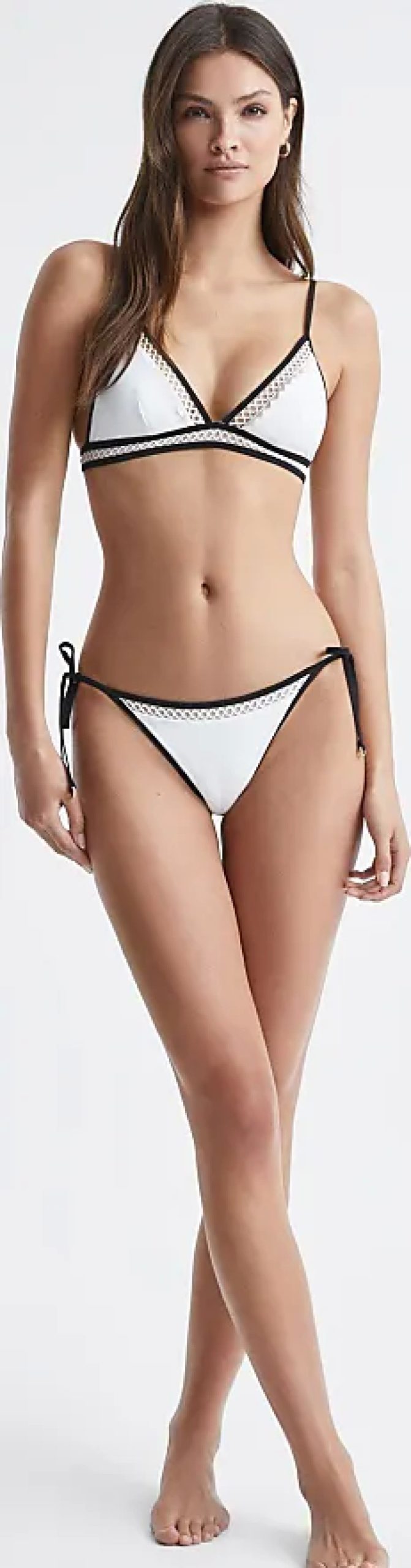 Donne Reiss Costumi Da Bagno | Sadie - Top Bikini A Rete A Triangolo Fisso Bianco/Neutro, Us 10