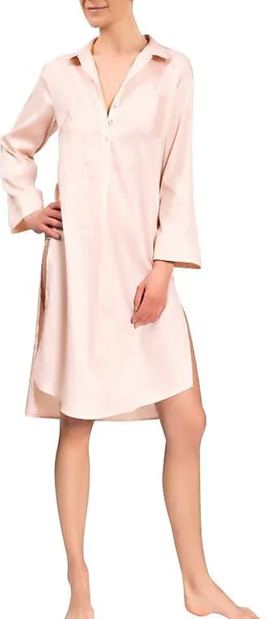 Donne LaurenRalph Lauren Abbigliamento Da Salotto | Camicia Da Notte Luna In Champagne/Bianco A Nordstrom, Taglia X-Small