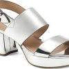 Donne Riforma Scarpe Con Plateau | Sandalo Con Plateau Con Fotocamera In Pelle Metallizzata Argento A Nordstrom, Taglia 10.5