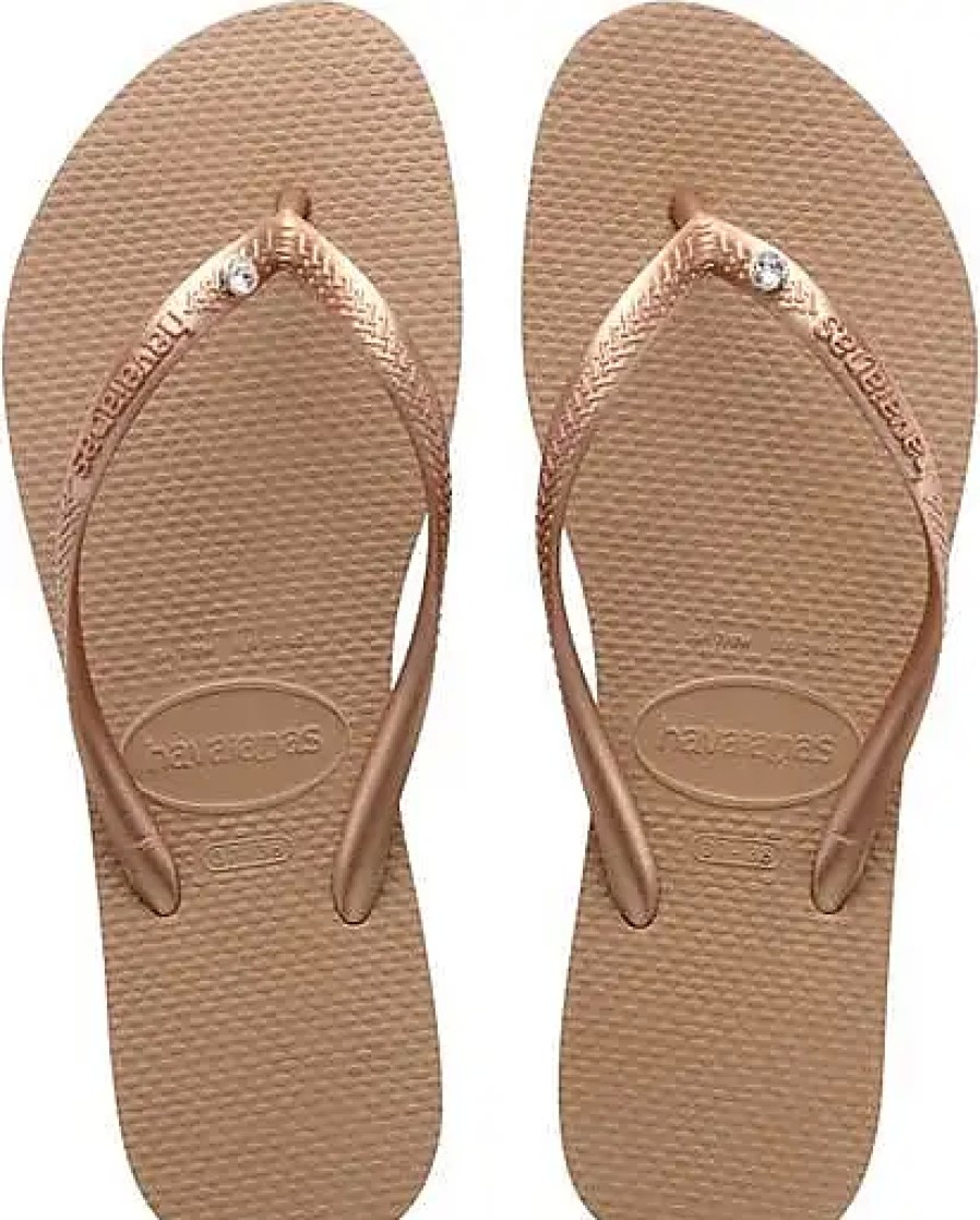 Donne becco Infradito | Infradito Sottile In Cristallo In Oro Rosa A Nordstrom, Taglia 11