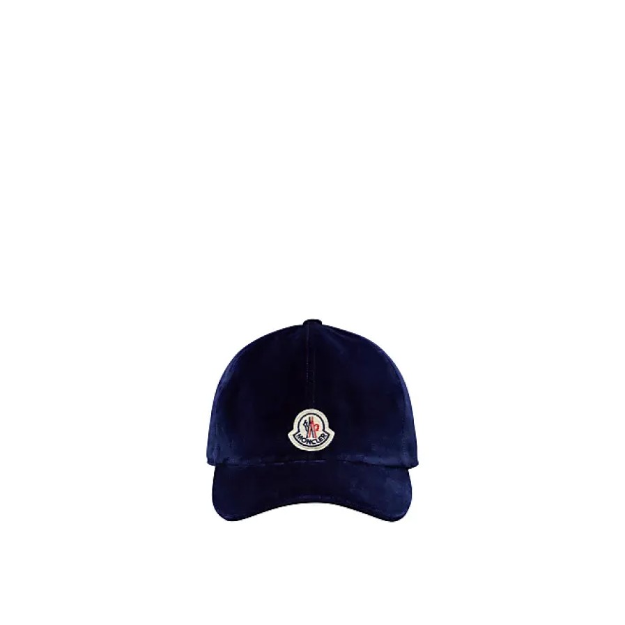 Donne Moncler Tappi | Berretto Da Baseball In Velluto Blu Taglia Unica