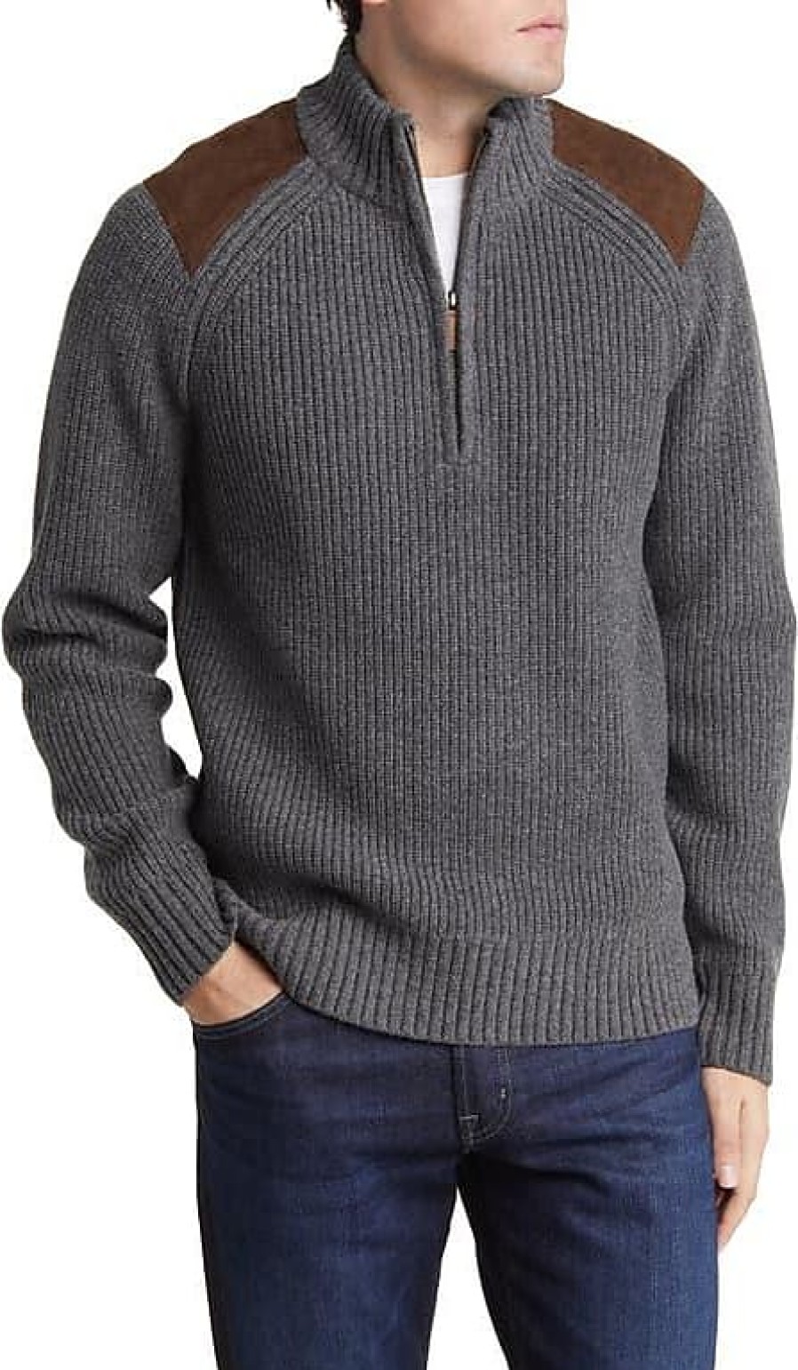 Uomini polo Ralph Lauren Maglioni | Maglione A Mezza Zip In Lana Militare In Cliff At Nordstrom, Taglia Media