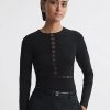 Donne Stio Magliette | Sadie - Top Aderente Con Pannello In Rete Nera, Xs